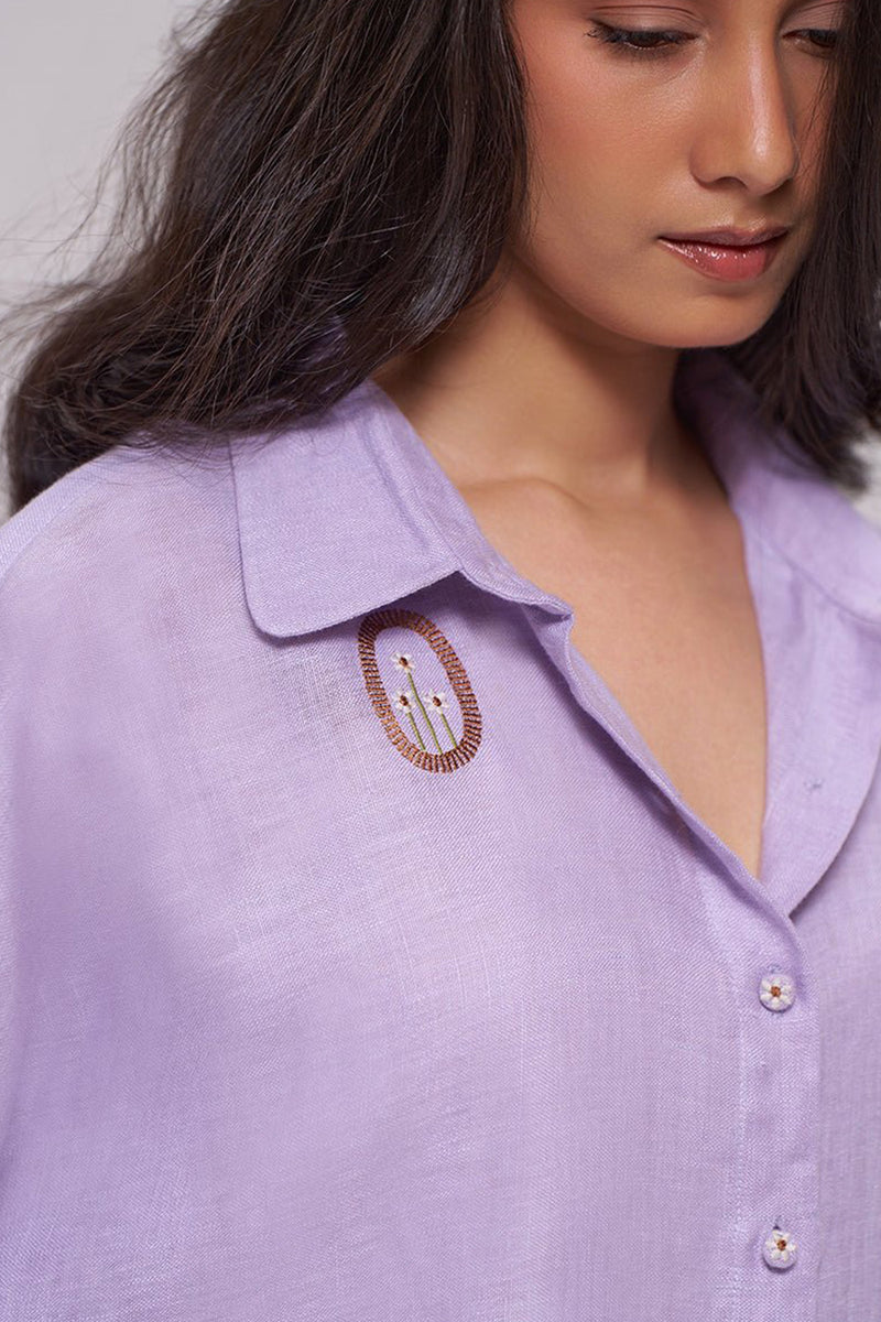 Pastel Lilac Pure Linen Shirt