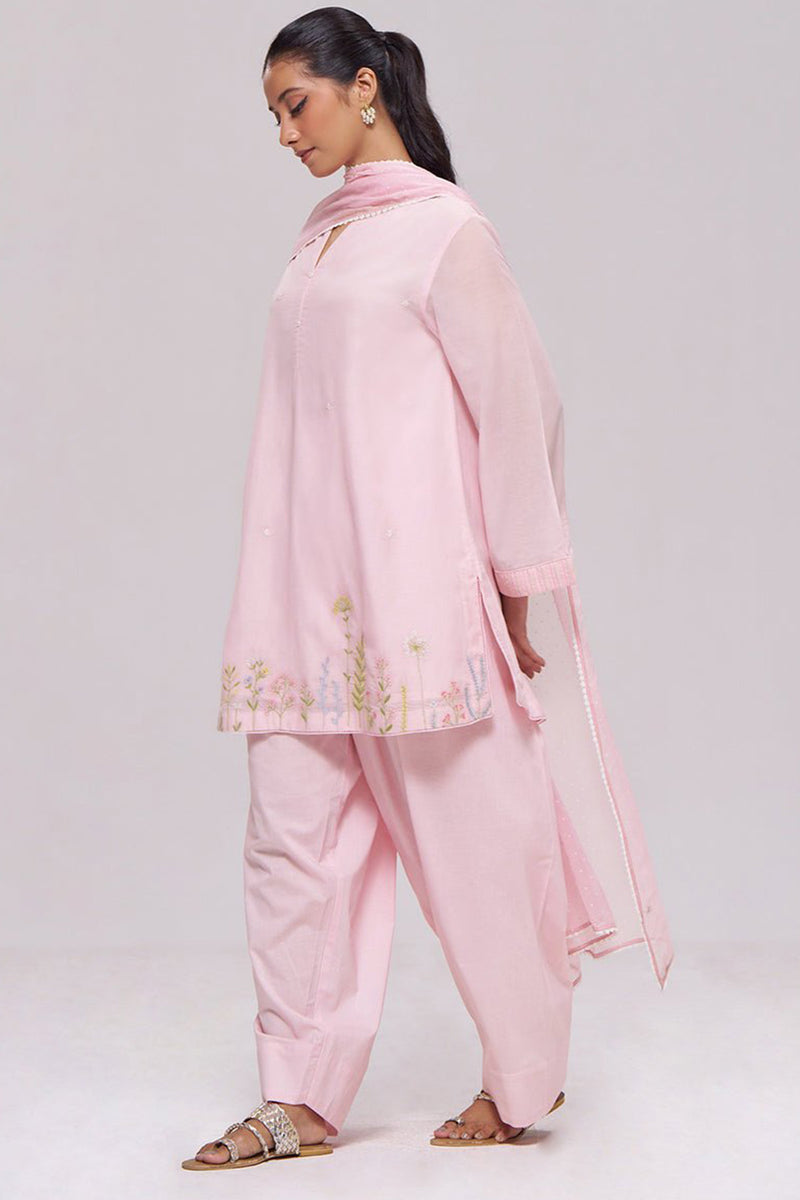 Light Pink Mul-Chanderi Kurta Set