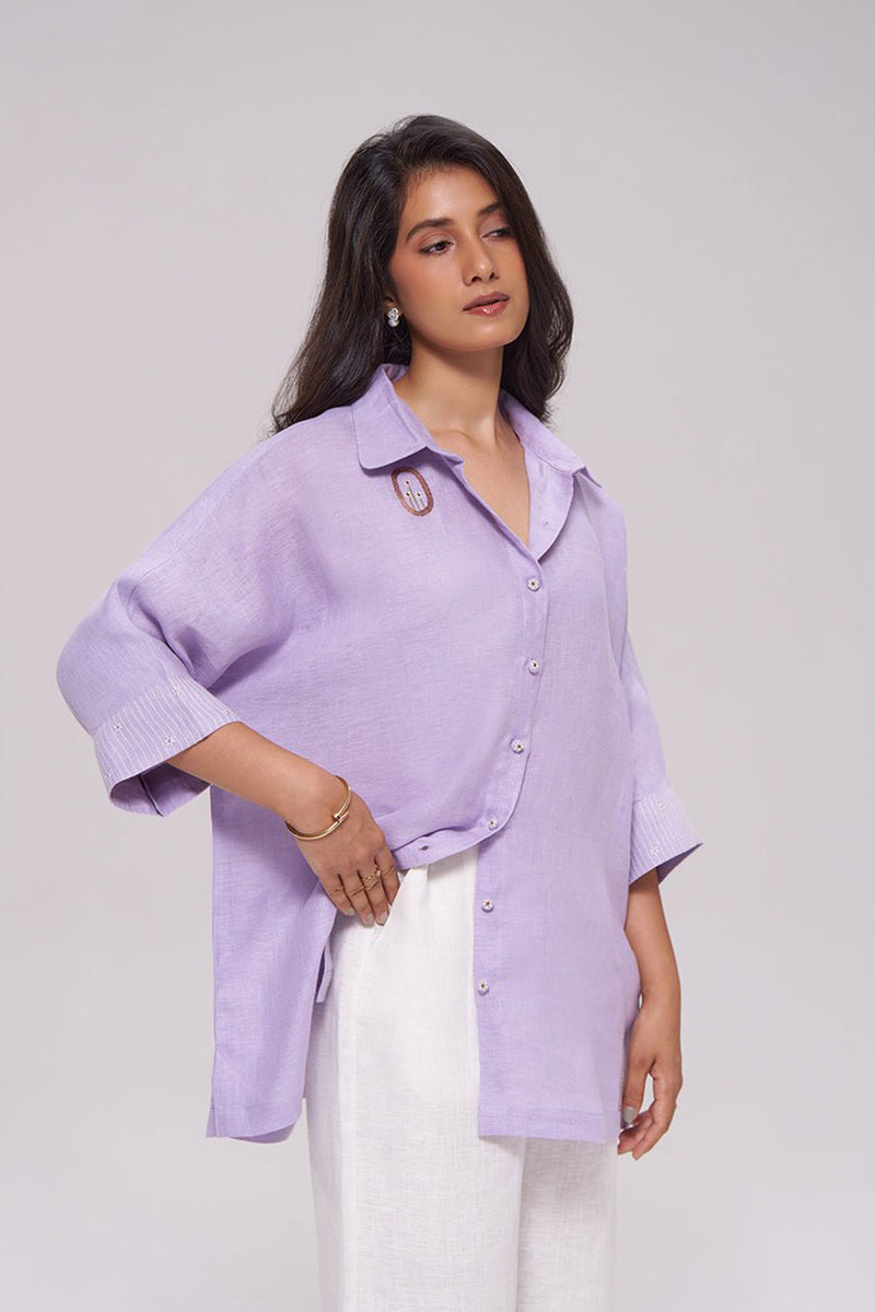 Pastel Lilac Pure Linen Shirt