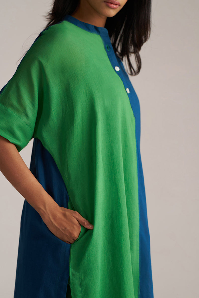 Blue and Green Mul-Mul Co-ord Set
