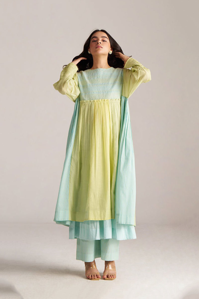 Morning Mist Blue and Celery Green-Yellow Co-ord Set