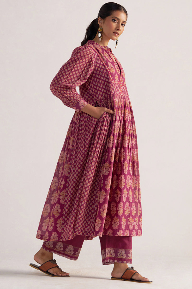 Dark Purple Mul Cotton Co-ord Set