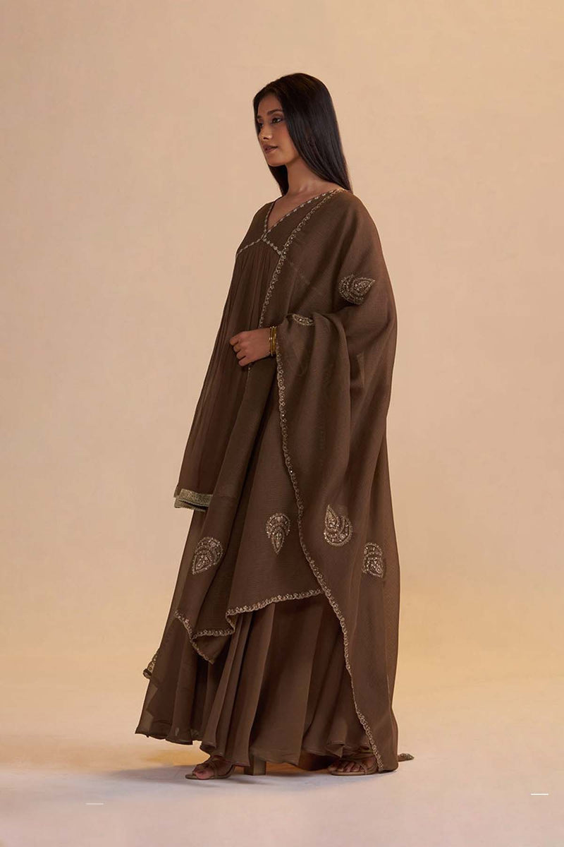 Husk Brown Festive Sharara Kurta Set