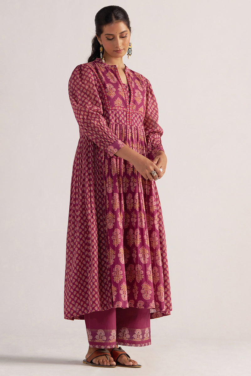 Dark Purple Mul Cotton Co-ord Set