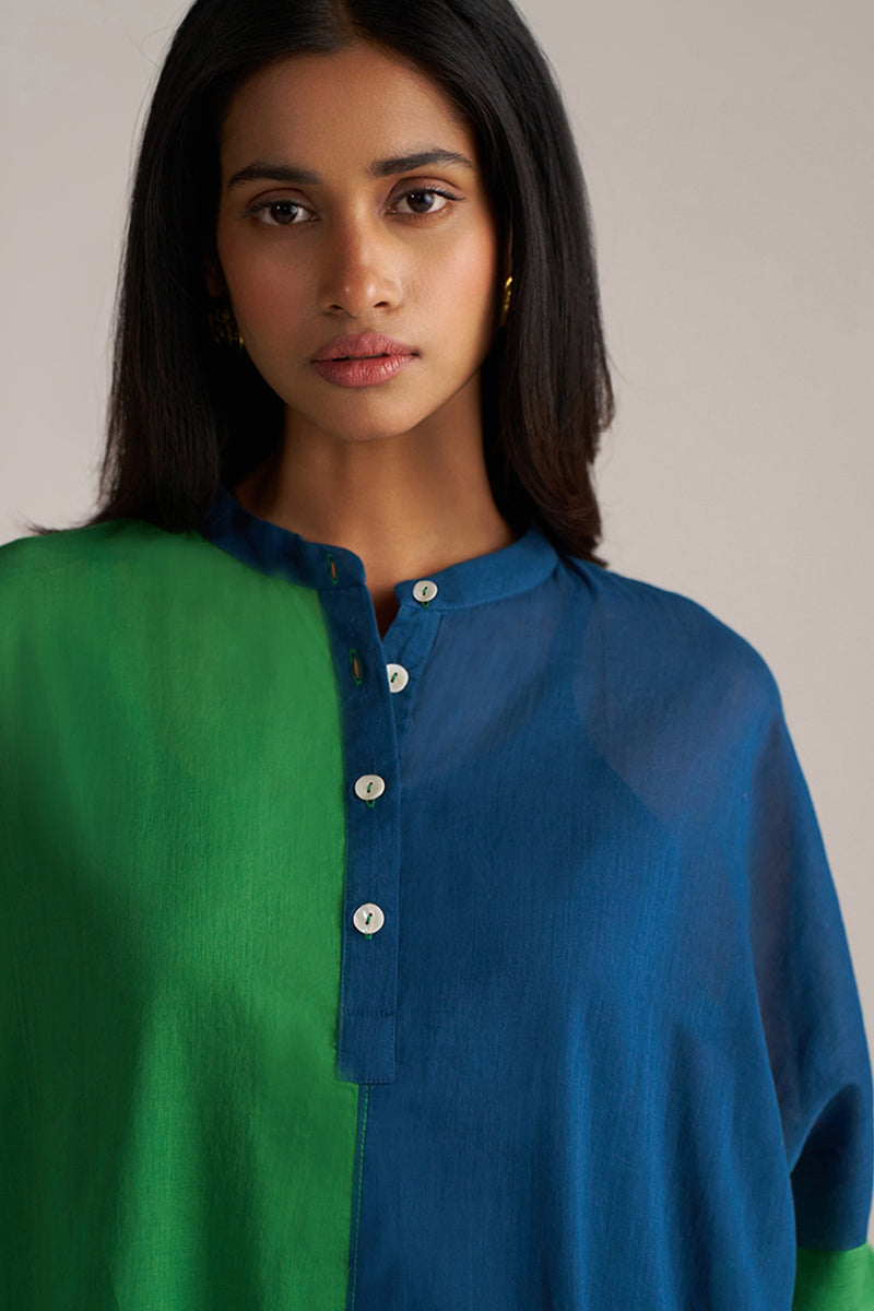 Blue and Green Mul-Mul Co-ord Set