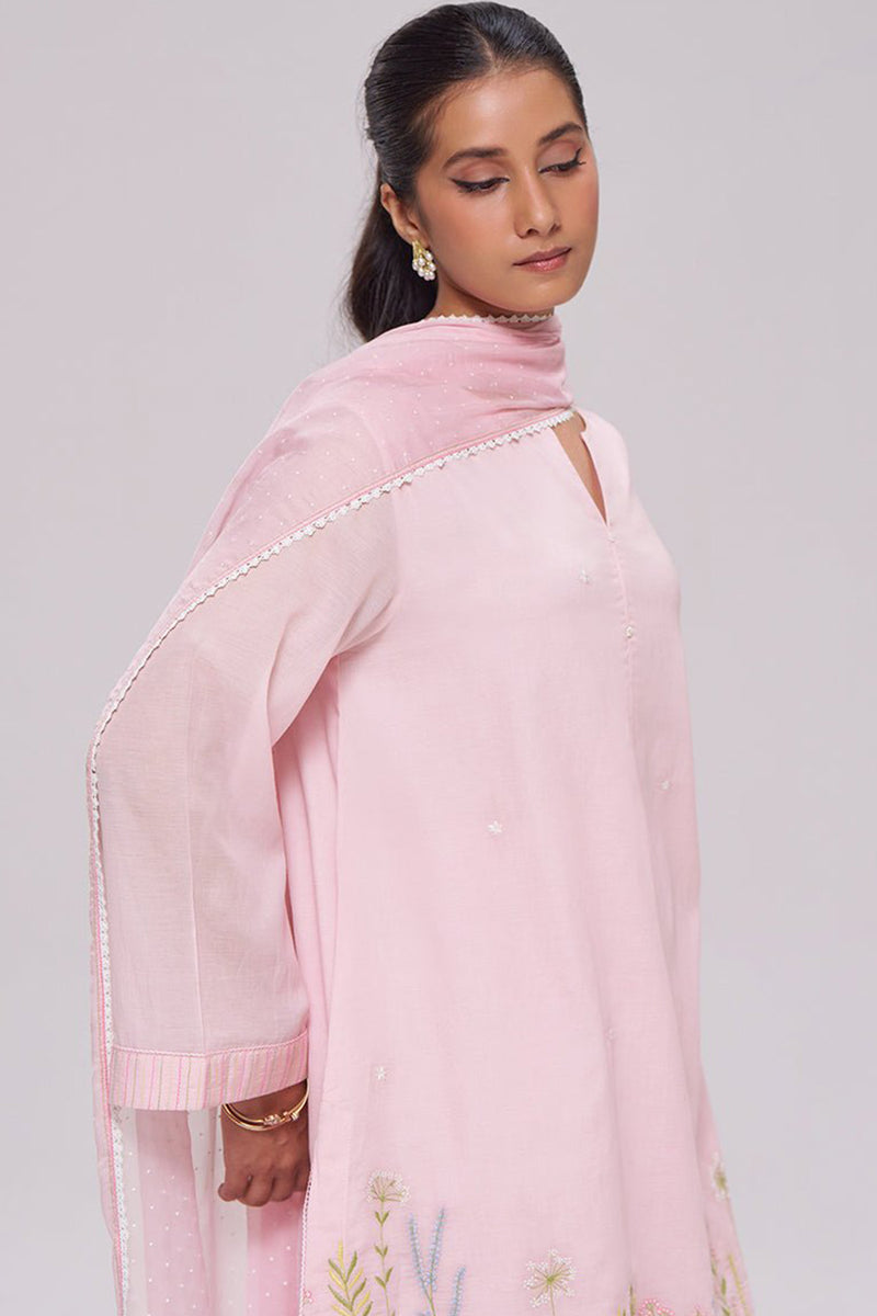 Light Pink Mul-Chanderi Kurta Set