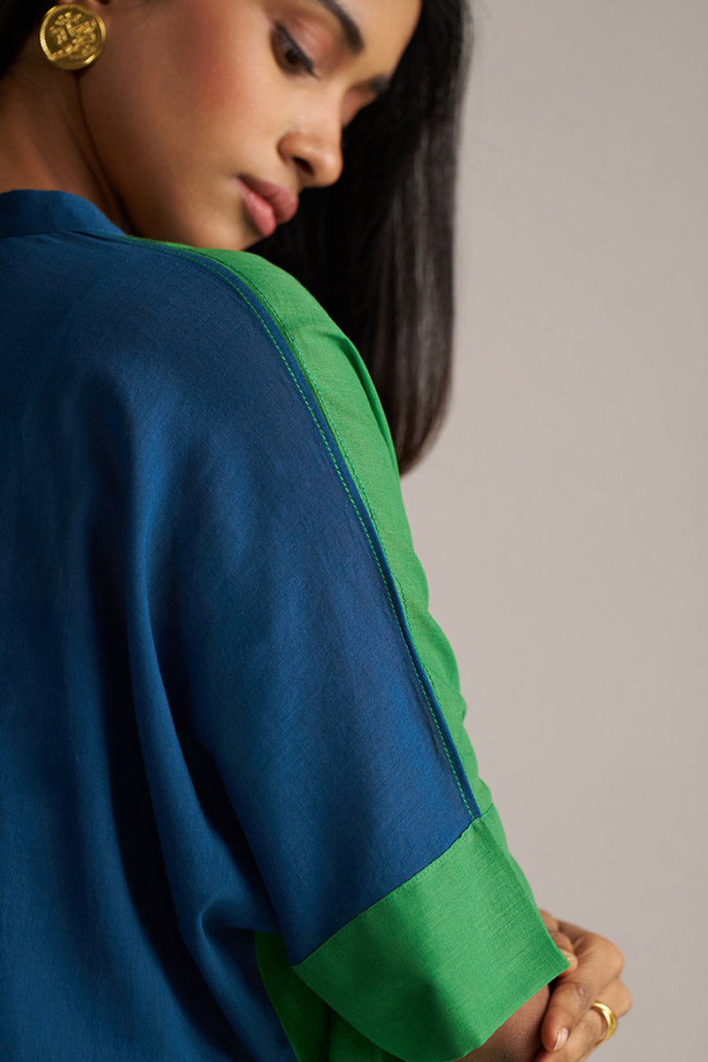 Blue and Green Mul-Mul Co-ord Set