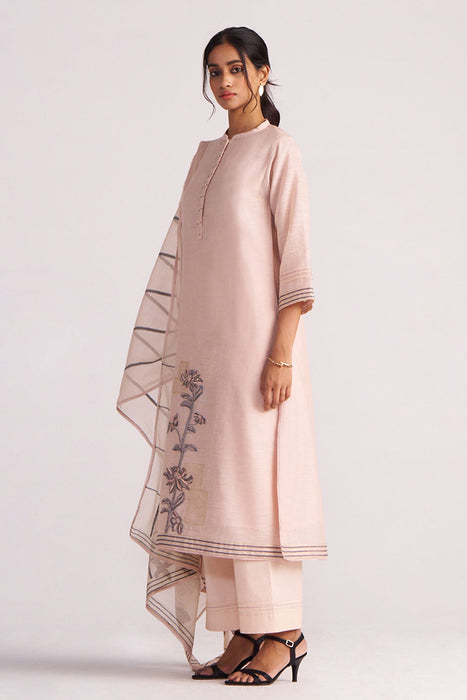 Sepia Rose Woven Chanderi Kurta Set