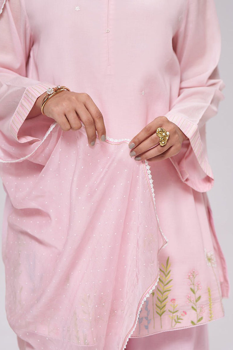 Light Pink Mul-Chanderi Kurta Set