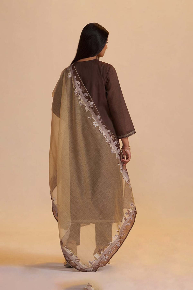 Deep Mahogany Woven Kurta Set