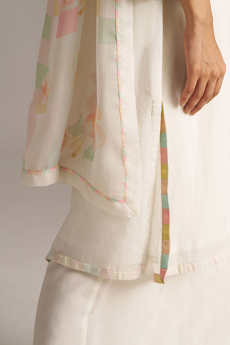 Cloud White Bemberg Silk Kurta Set