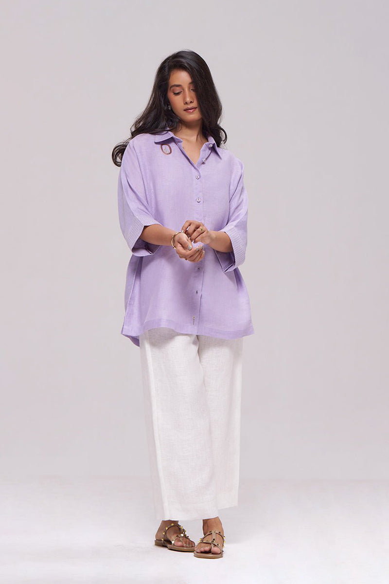 Pastel Lilac Pure Linen Shirt