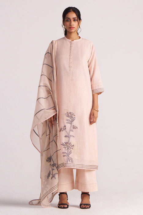 Sepia Rose Woven Chanderi Kurta Set