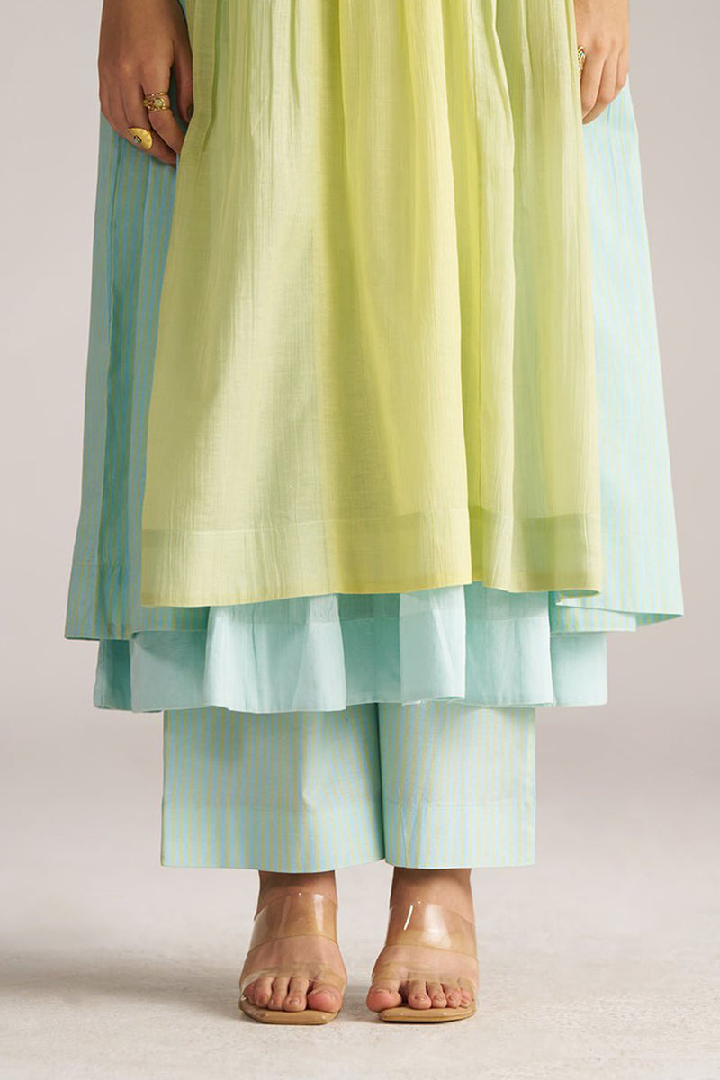 Morning Mist Blue and Celery Green-Yellow Co-ord Set