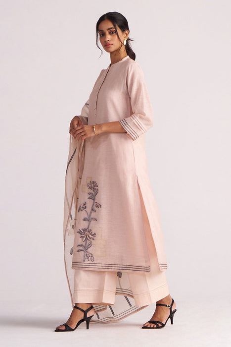 Sepia Rose Woven Chanderi Kurta Set