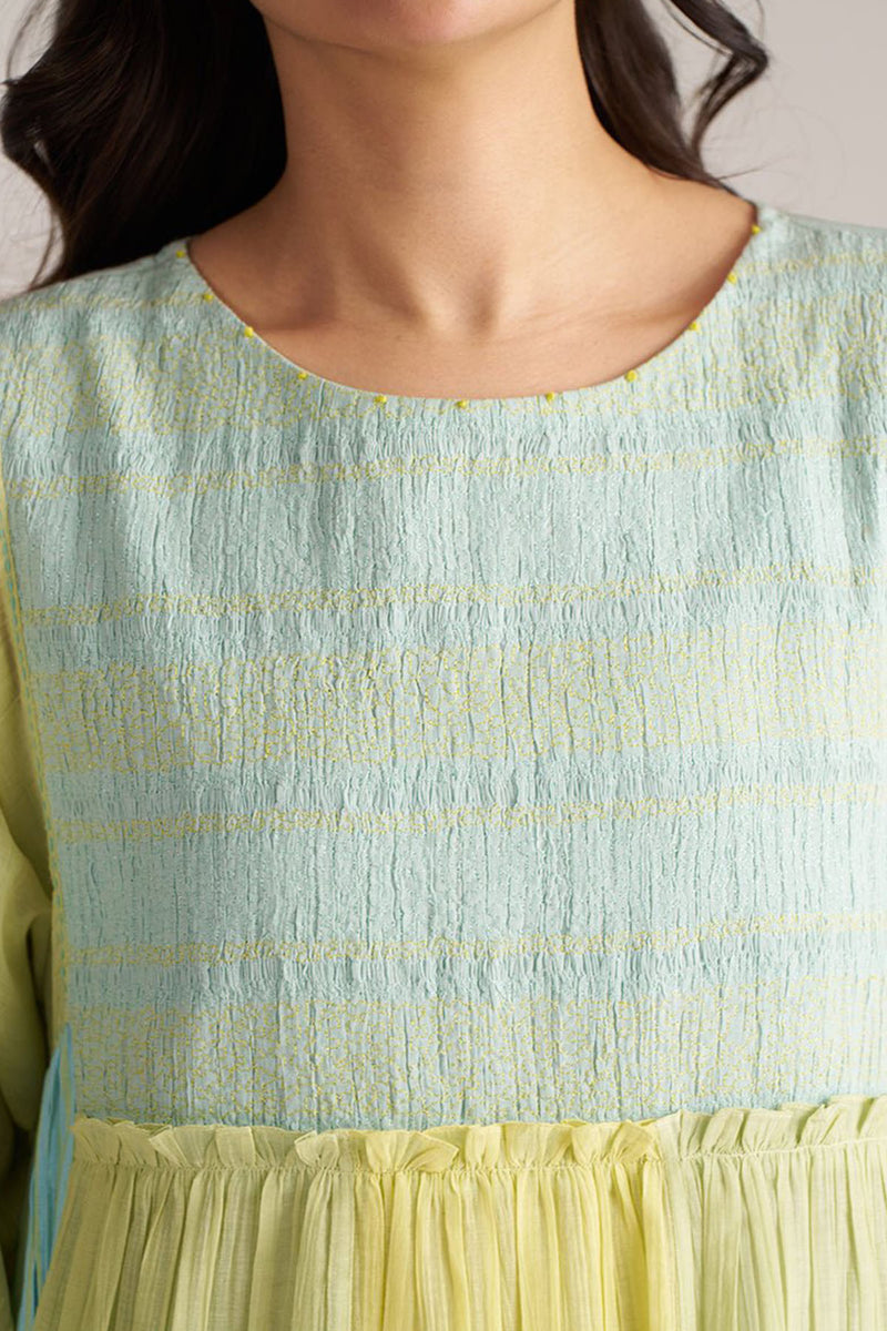 Morning Mist Blue and Celery Green-Yellow Co-ord Set