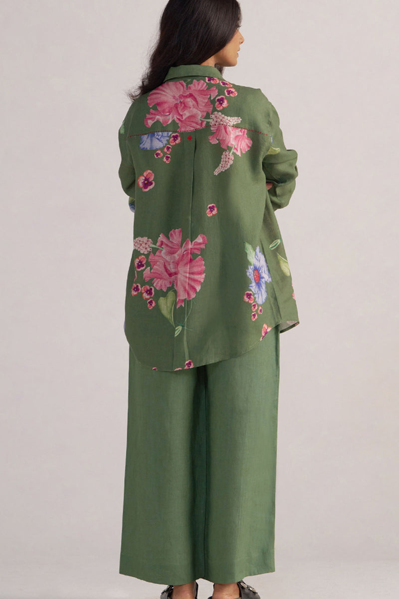 Green Pure Linen Co-ord Set