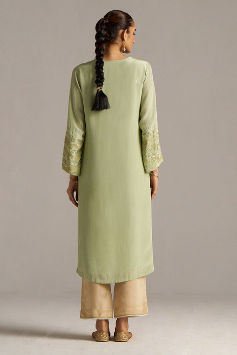 Celadon Green And Beige Crepe Silk Co-ord Set