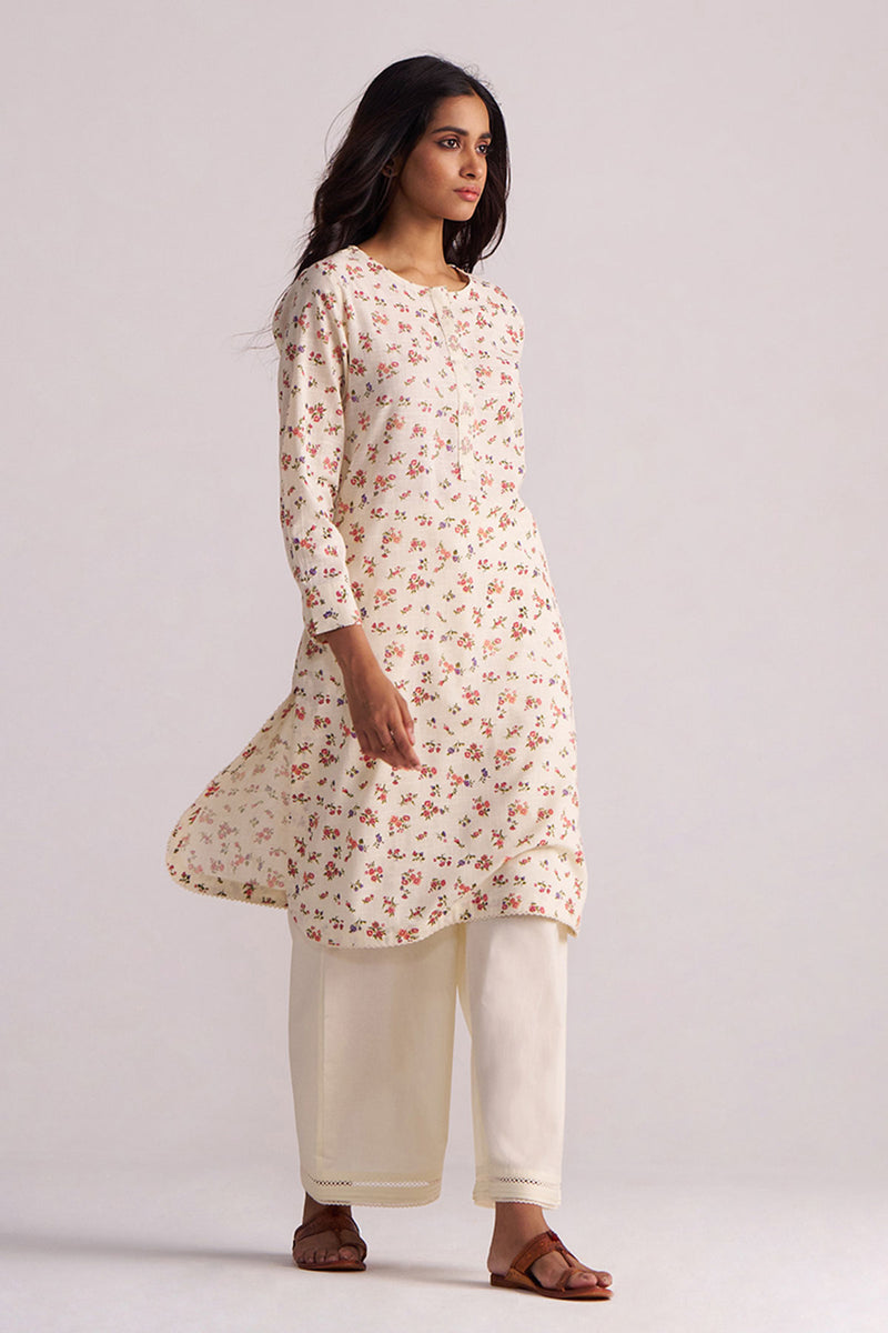 Cream and Pink Tiny Floral Hand-Print Co-ord Set