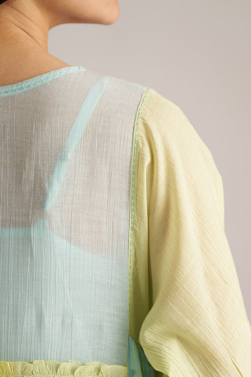 Morning Mist Blue and Celery Green-Yellow Co-ord Set