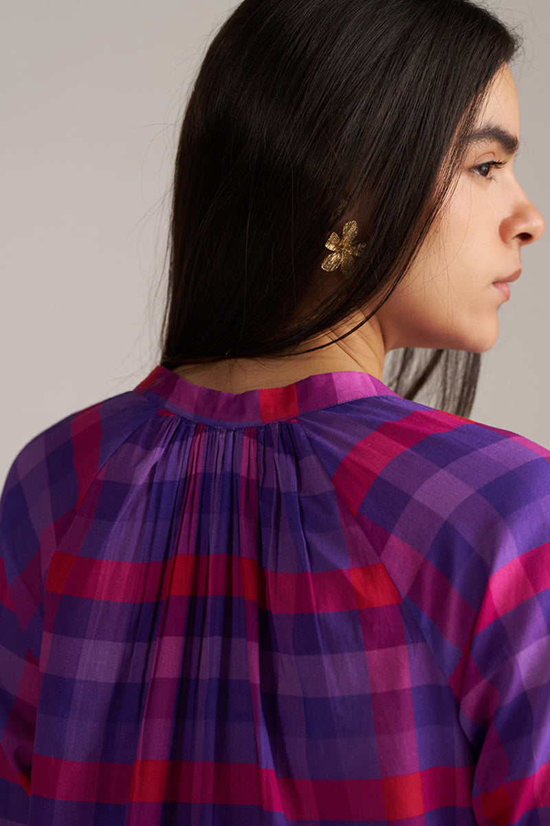 Purple Checkard Mul-Mul Co-ord Set