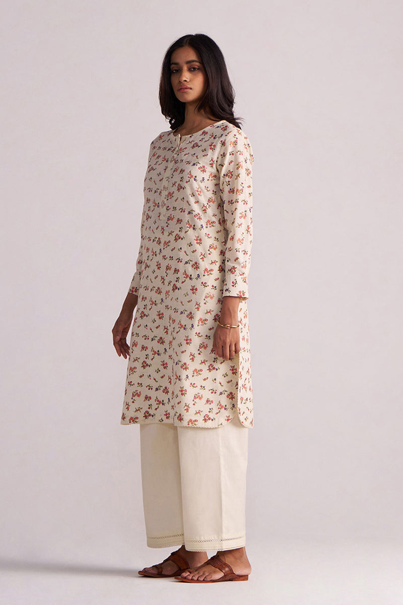 Cream and Pink Tiny Floral Hand-Print Co-ord Set