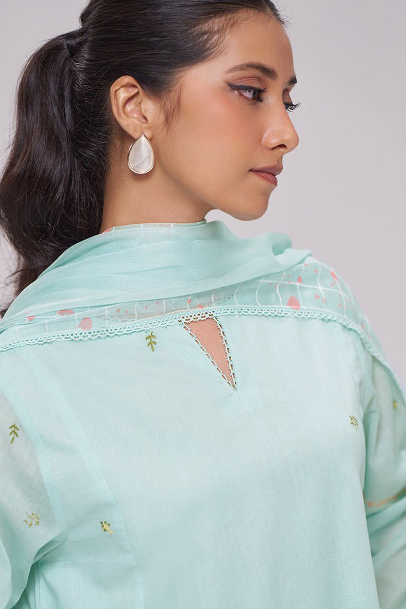 Ice-Blue Mul-Chanderi Kurta Set
