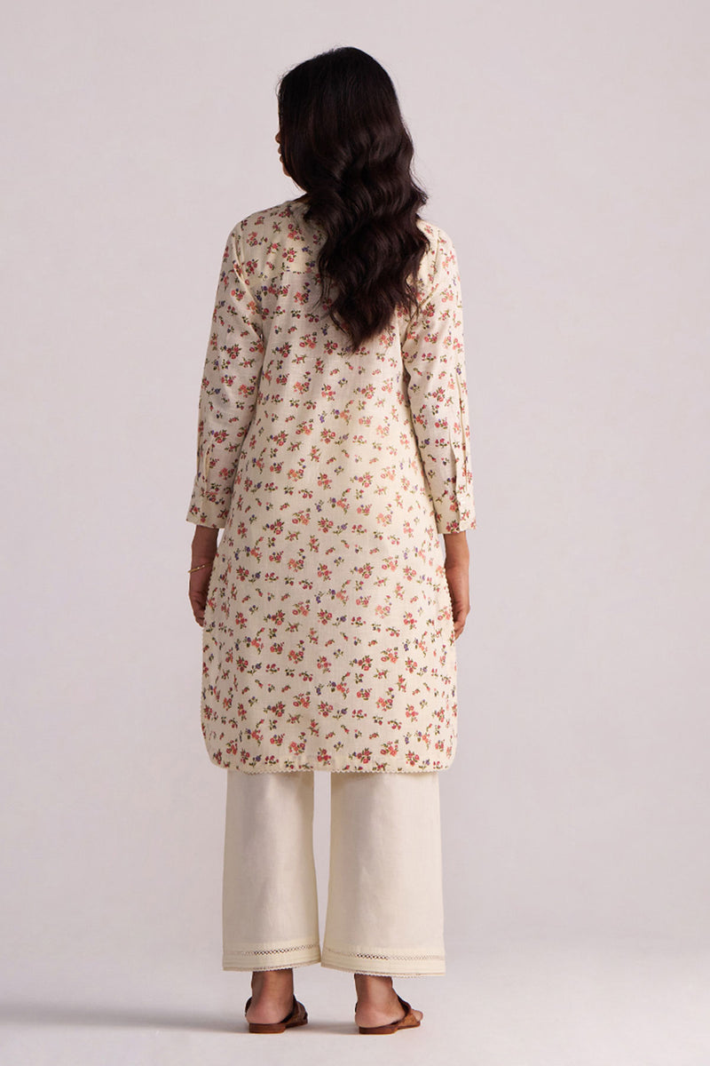 Cream and Pink Tiny Floral Hand-Print Co-ord Set