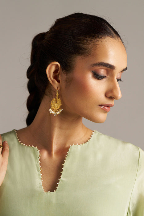 Celadon Green And Beige Crepe Silk Co-ord Set