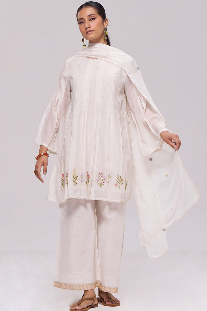 Ivory Mul-Chanderi Kurta Set