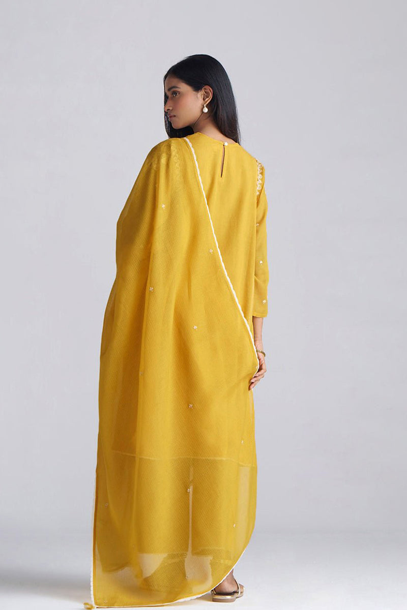 Mango Mojito Mul-Chanderi Embroidered Kurta Set