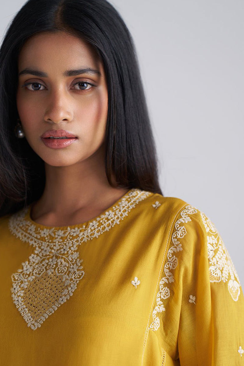 Mango Mojito Mul-Chanderi Embroidered Kurta Set