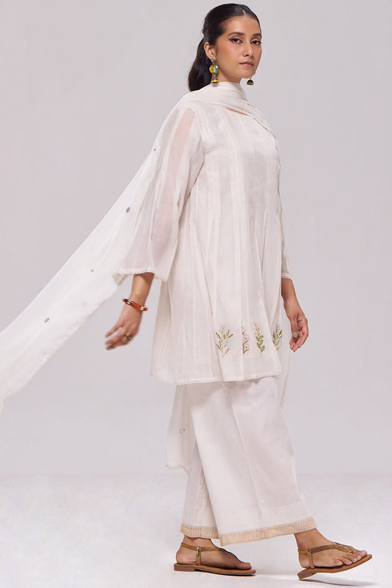 Ivory Mul-Chanderi Kurta Set