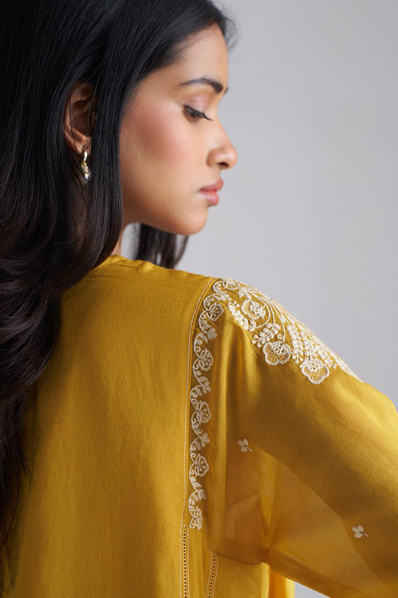 Mango Mojito Mul-Chanderi Embroidered Kurta Set