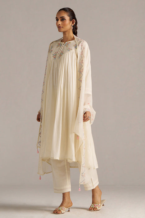 Ivory Bemberg Silk Festive Kurta Set