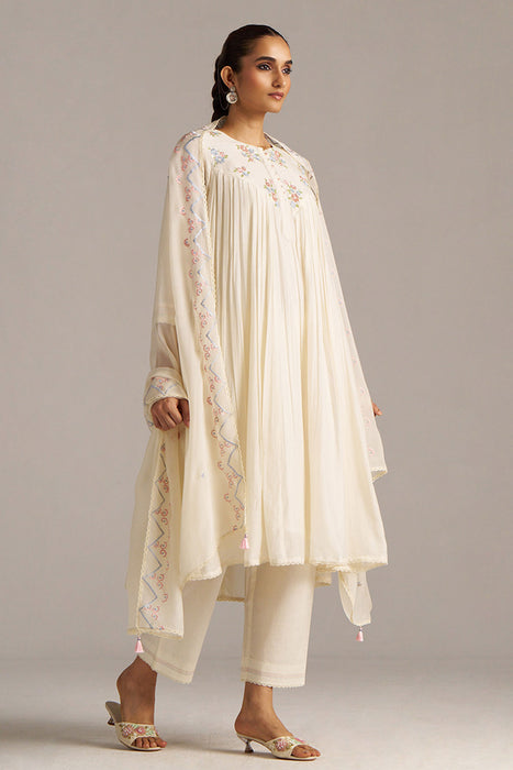 Ivory Bemberg Silk Festive Kurta Set