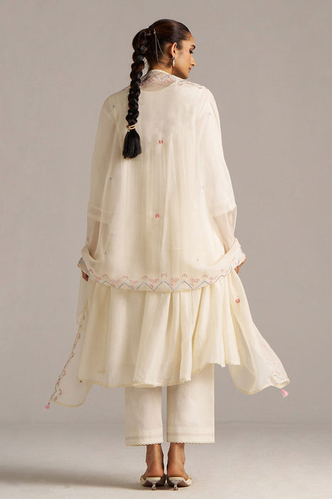 Ivory Bemberg Silk Festive Kurta Set
