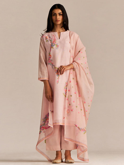 Primrose Pink Woven Kurta Set