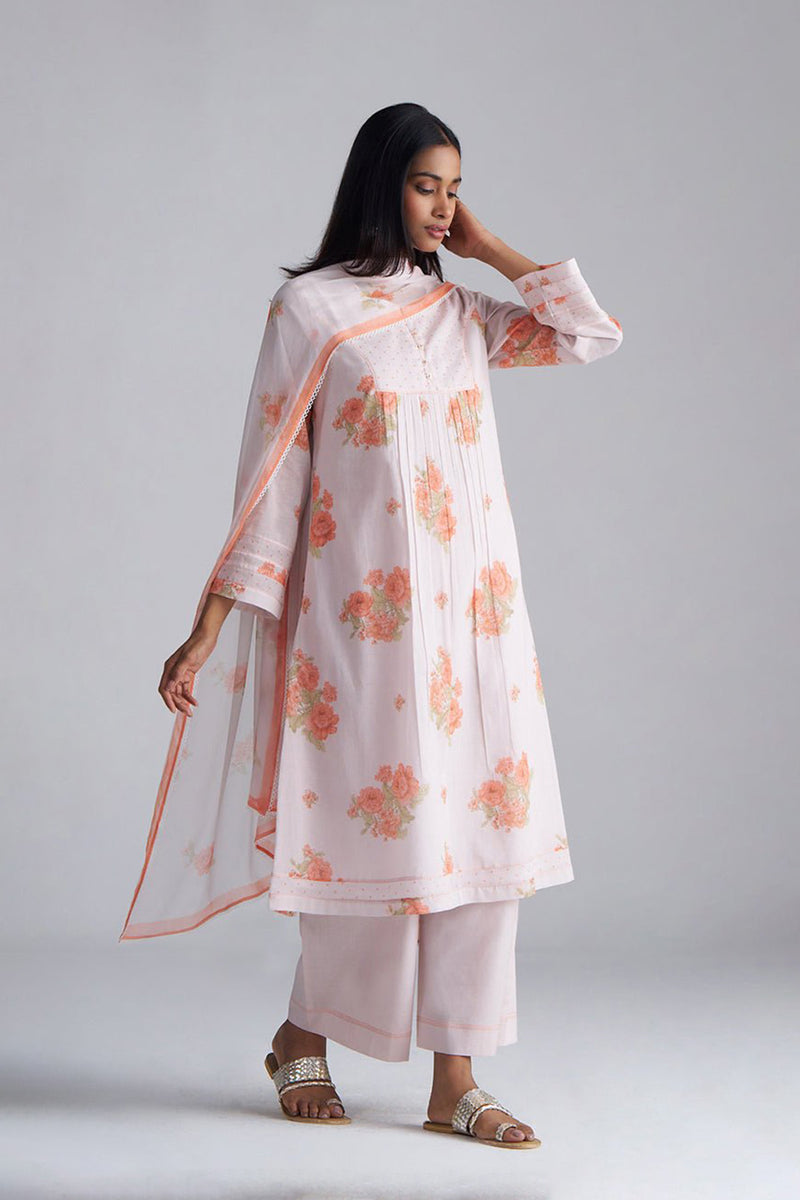 Shell and Melon Mul-Mul Kurta Set