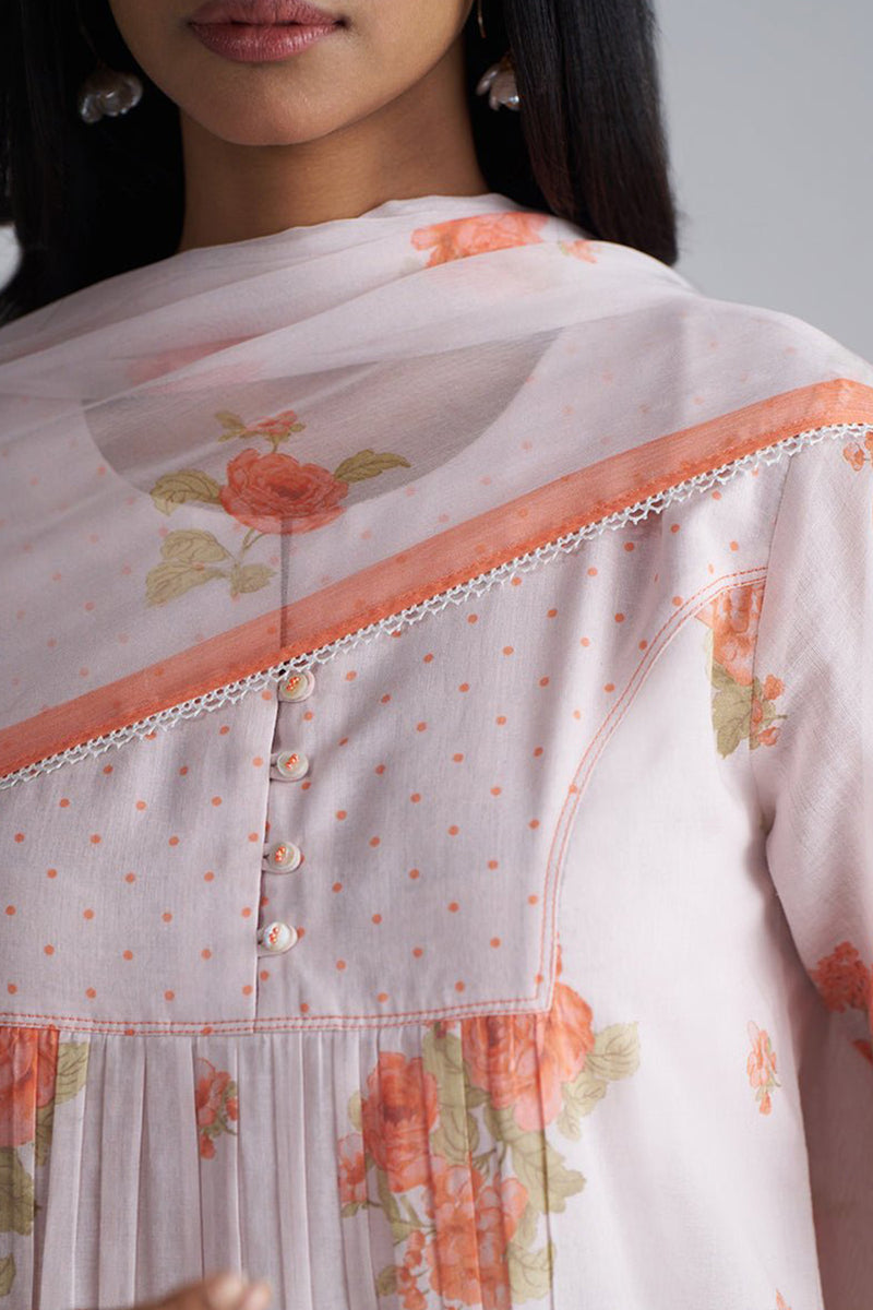 Shell and Melon Mul-Mul Kurta Set