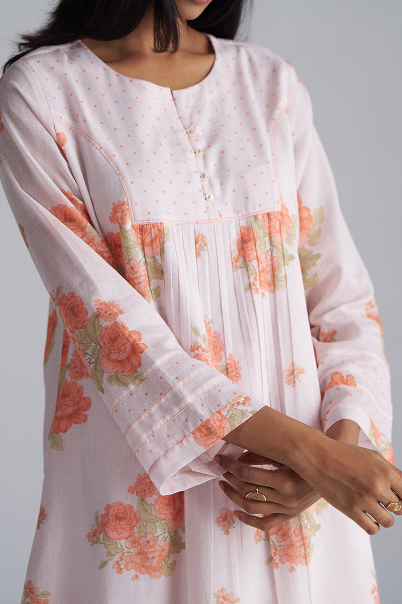 Shell and Melon Mul-Mul Kurta Set