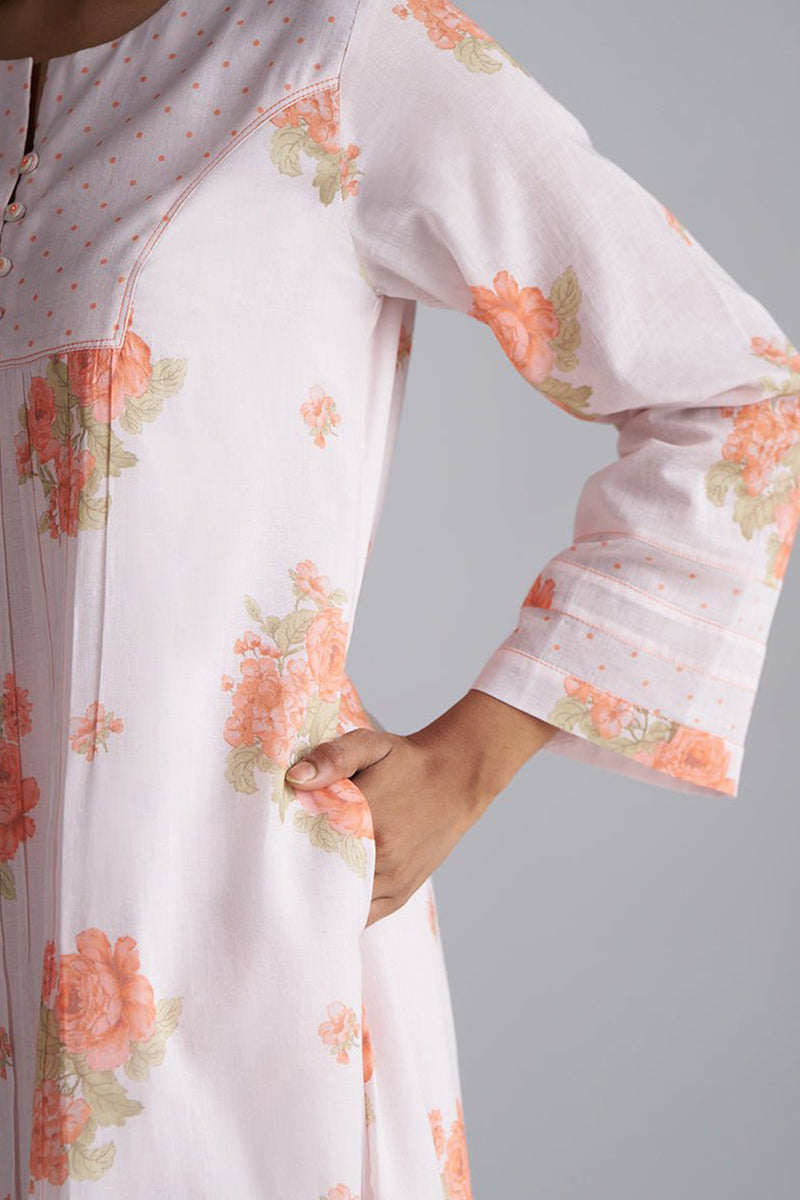 Shell and Melon Mul-Mul Kurta Set