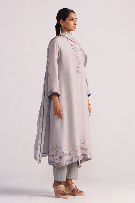 Grey Woven Kurta Set