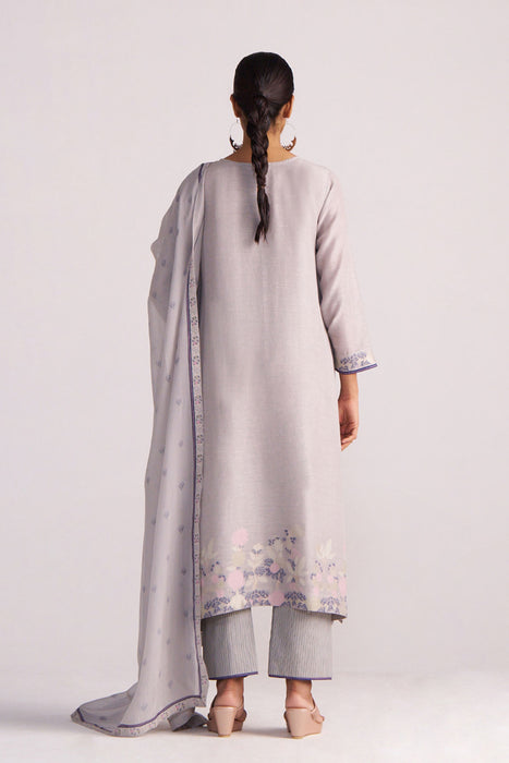 Grey Woven Kurta Set