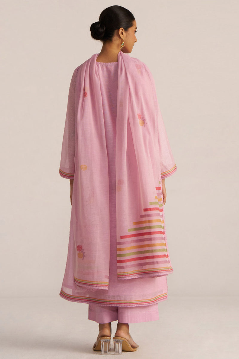 Fragrant Lilac Woven Chanderi Linen Kurta Set
