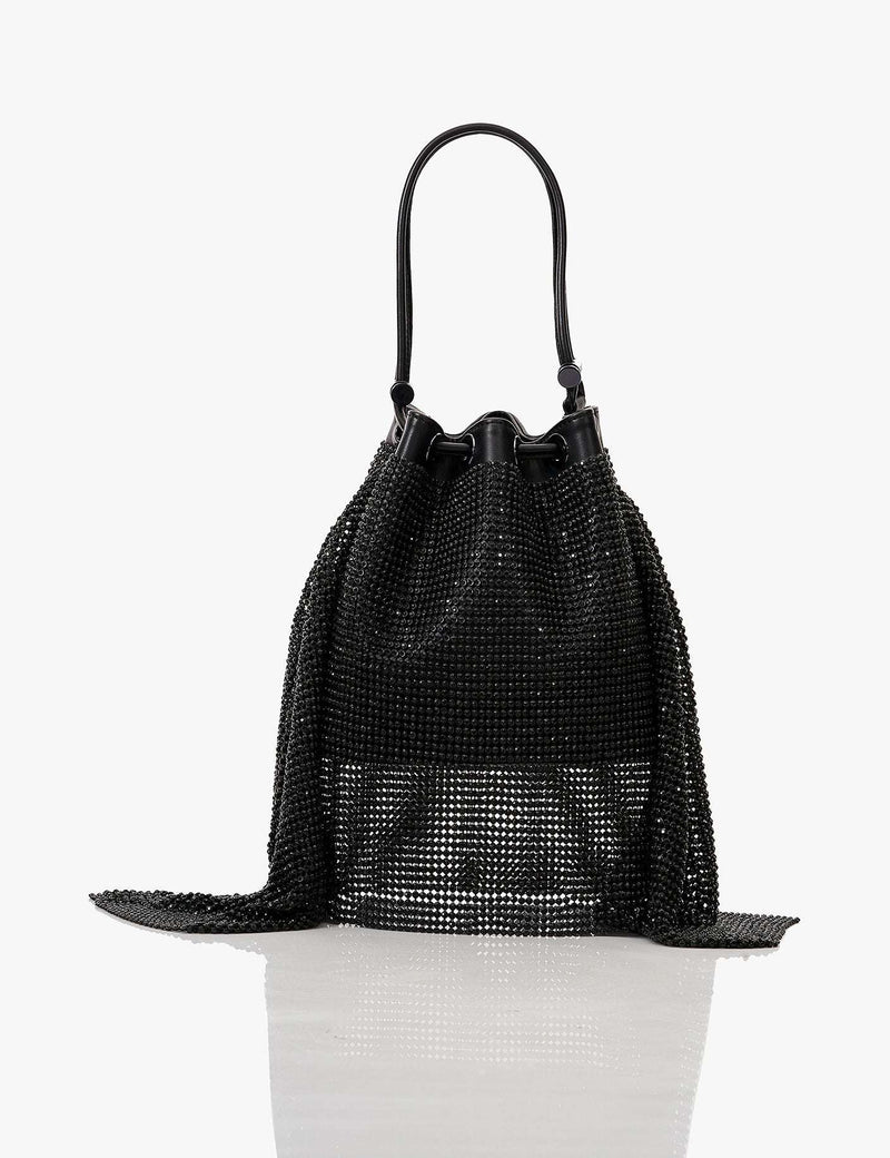 The Crystal Poppi Bucket Bag In Midnight Black