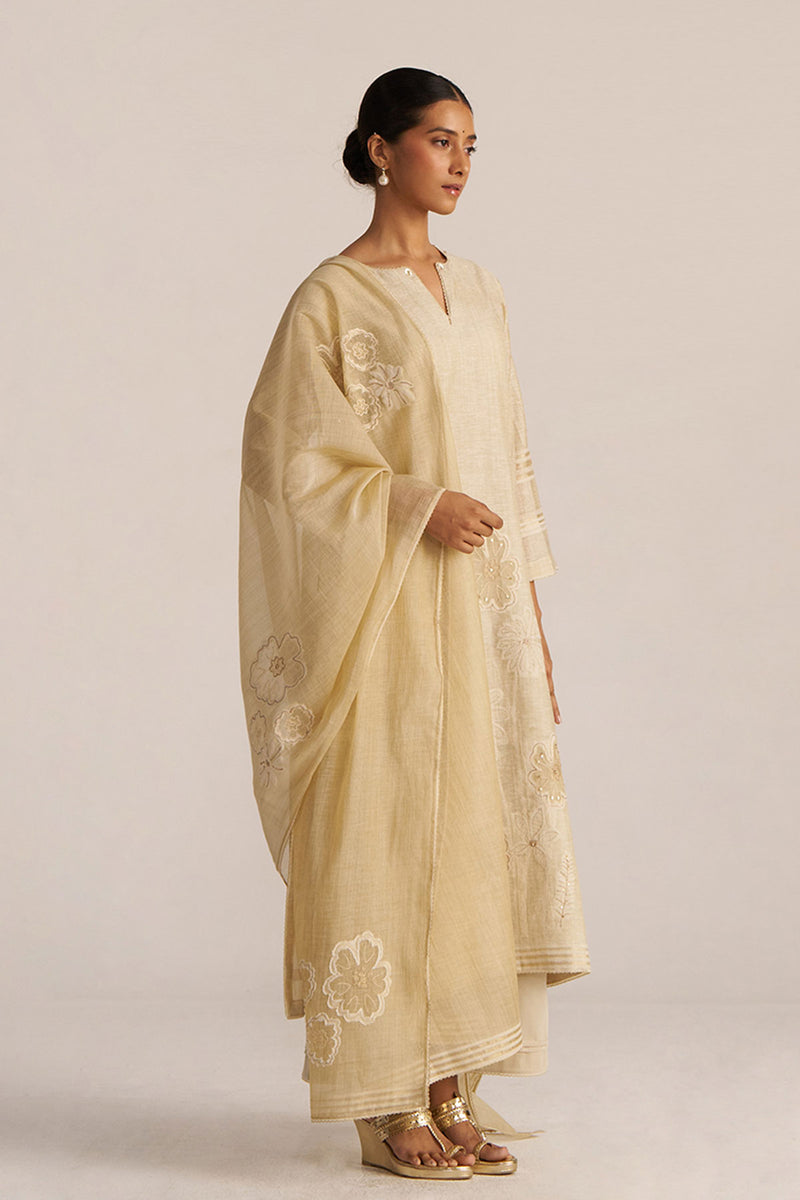 Fog Beige Woven Kurta Set