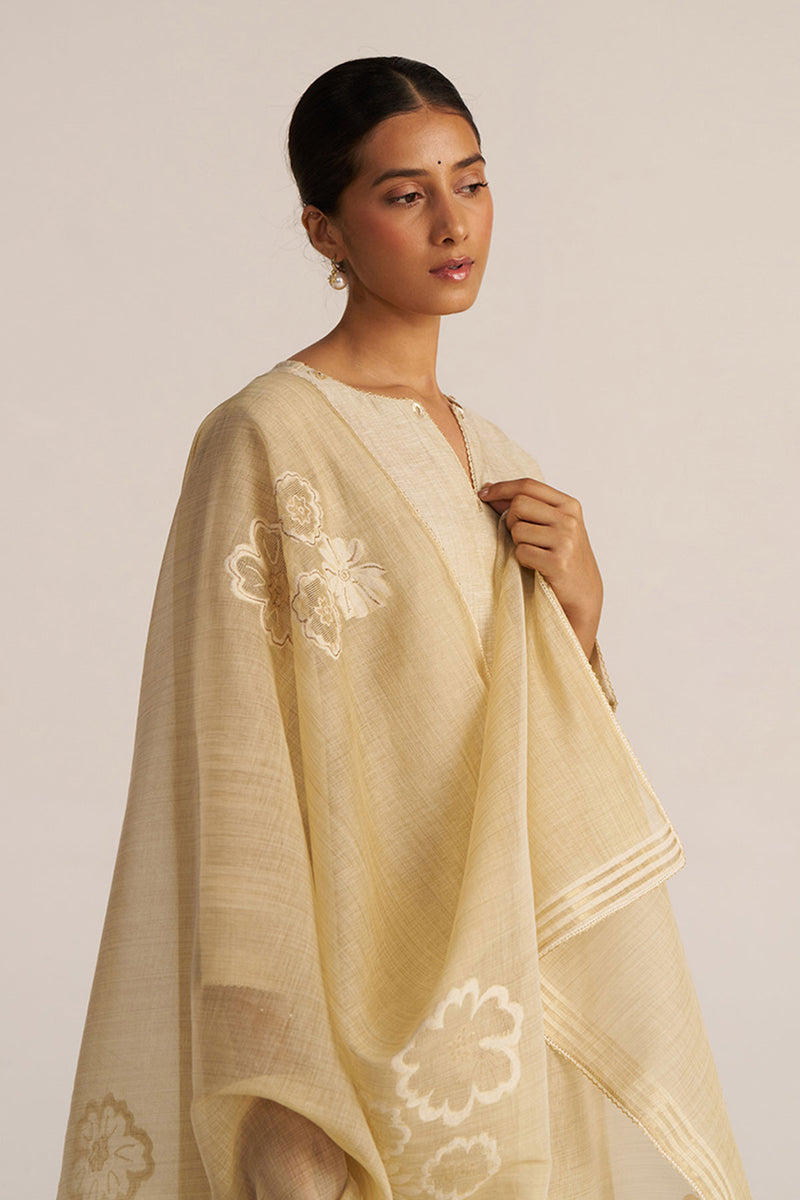 Fog Beige Woven Kurta Set