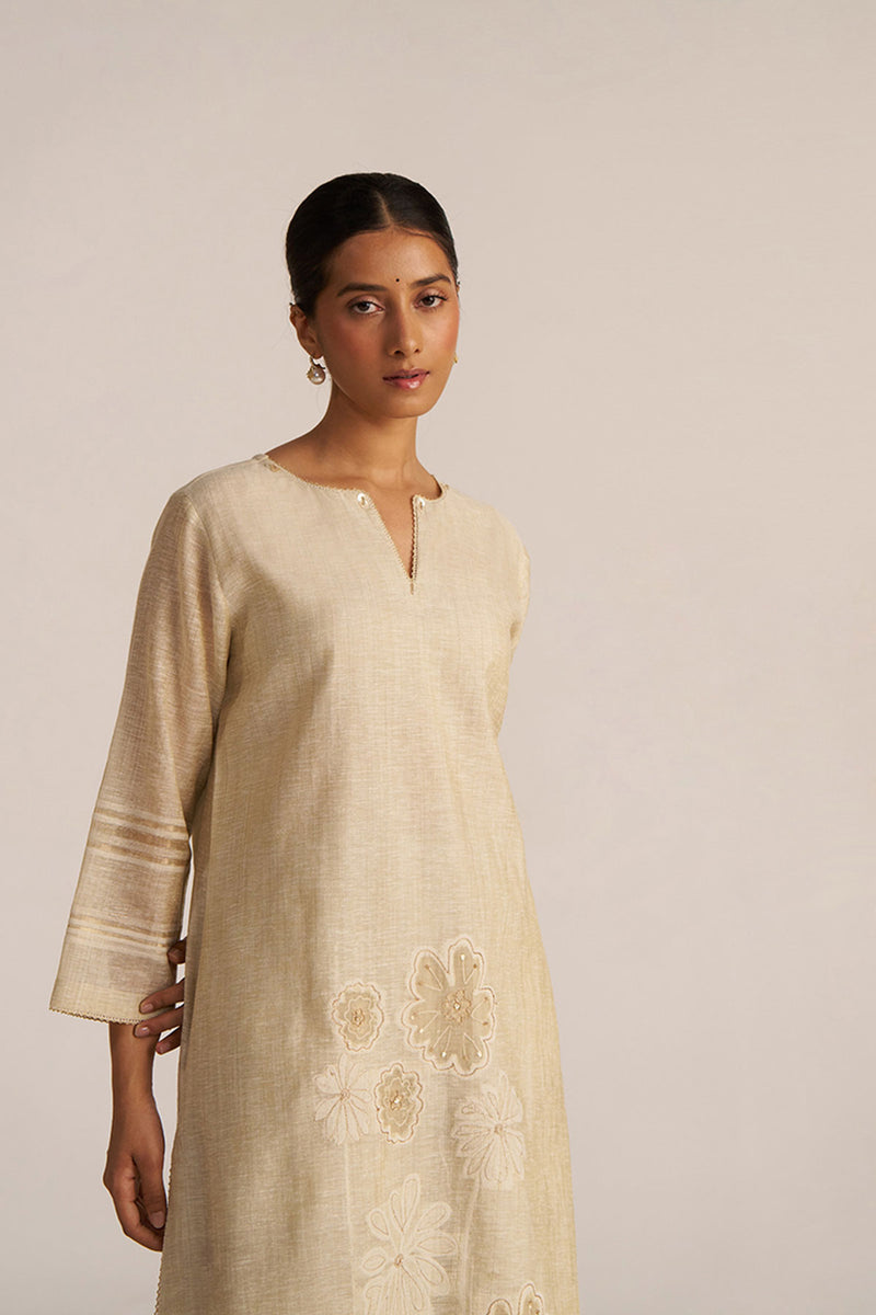 Fog Beige Woven Kurta Set