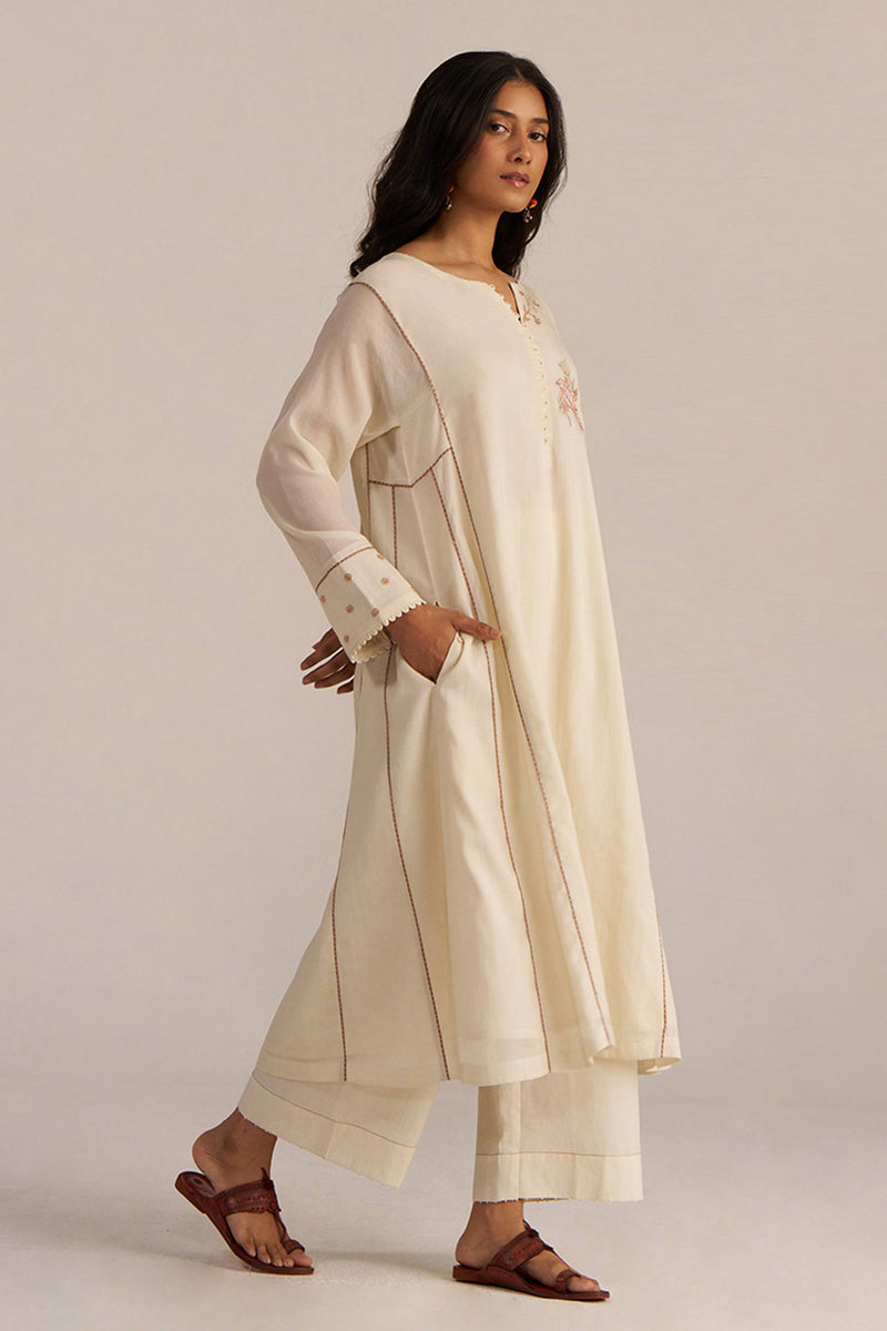 Off-White Hand Embroidered Co-ord Set